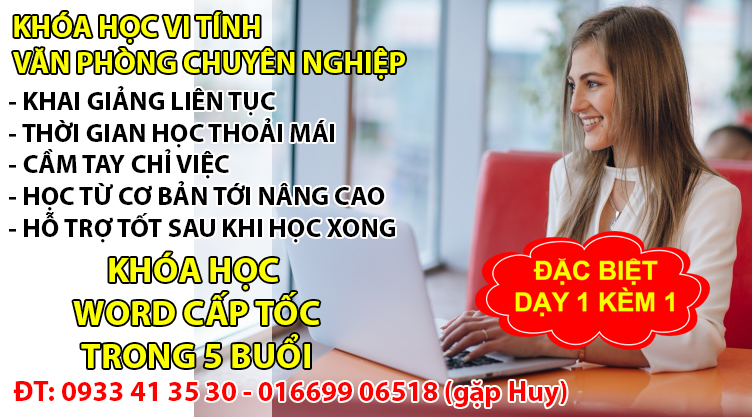 dạy word cấp tốc, khóa học word, địa chỉ học word