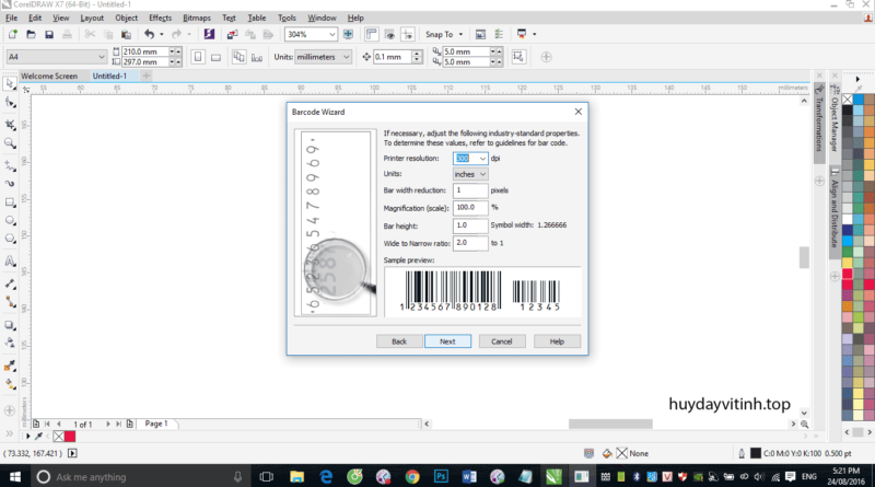 Tạo và hiệu chỉnh Barcode trong CorelDRAW - Huy Dạy Vi Tính